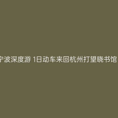 宁波深度游 1日动车来回杭州打望晓书馆
